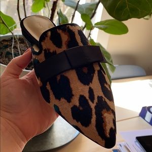 Leopard Velvet Bow Slides